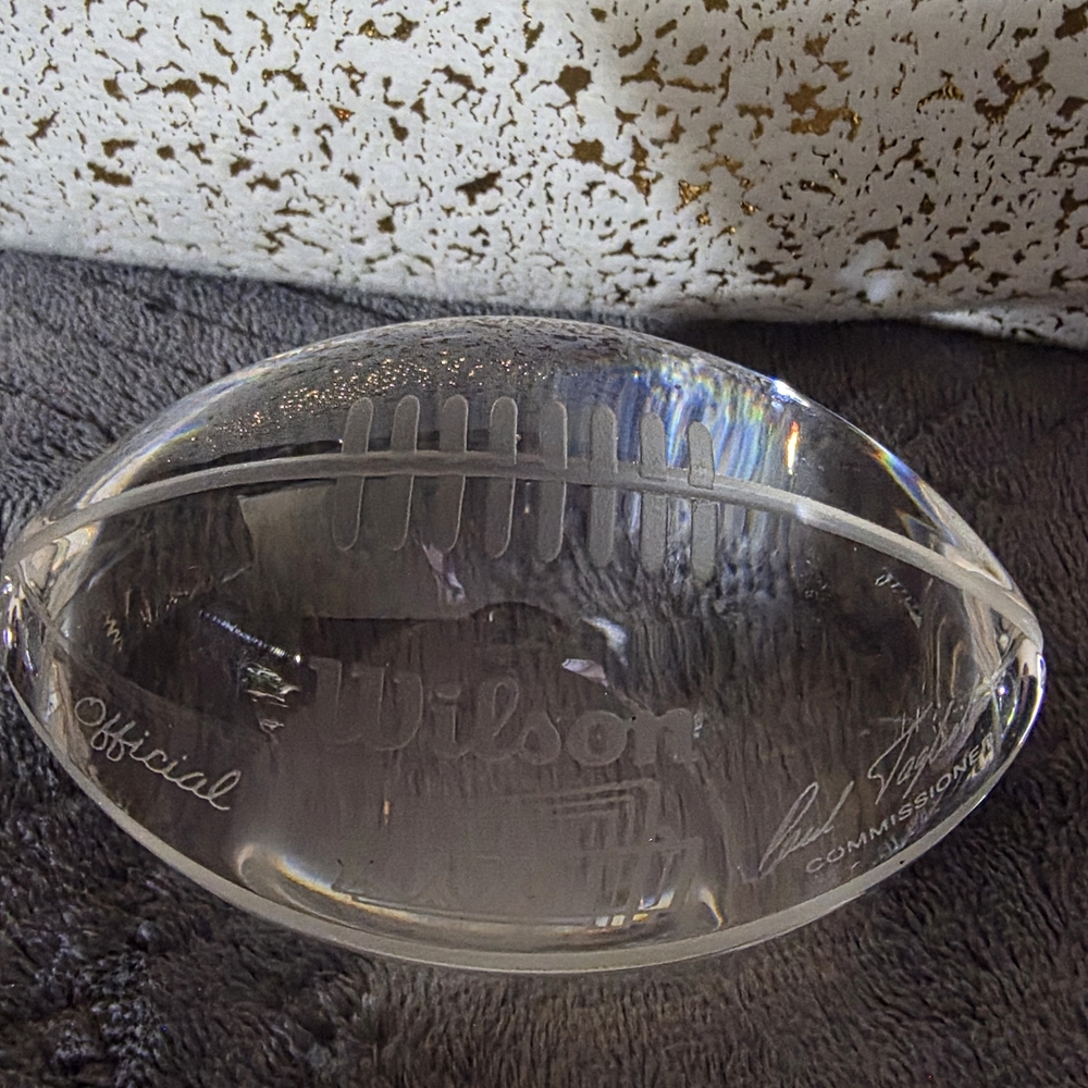 Super Bowl XXXIII Crystal Football Paperweight 1999